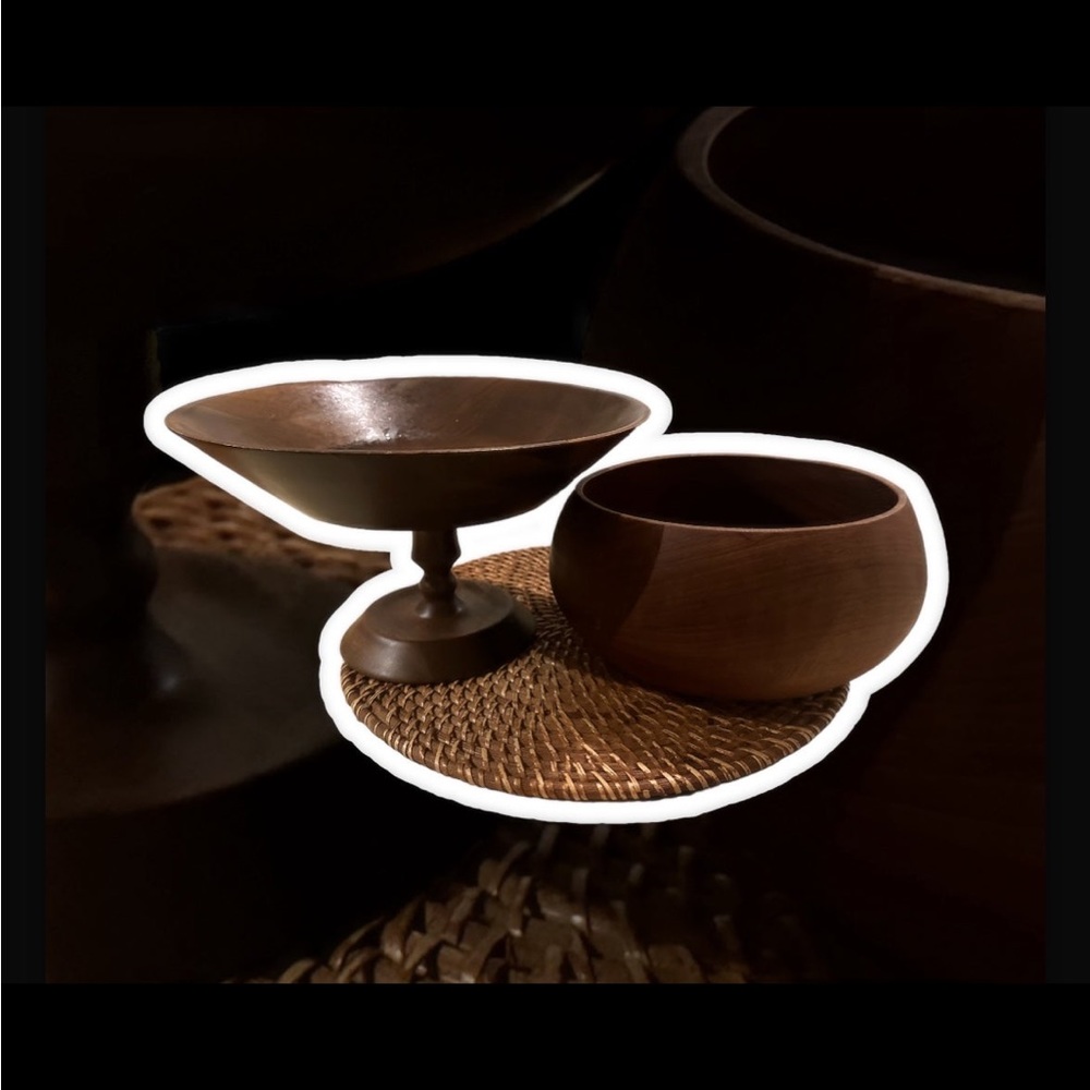 Wood bowl set for kitchen boho aesthetic